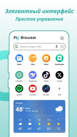 Fly Browser — Private & Fast для Android — скриншот 1