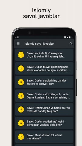 Islomiy savol javoblar для Android — скриншот 2