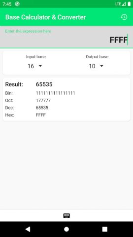 Калькулятор систем счисления для Android — скриншот 2