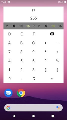Калькулятор систем счисления для Android — скриншот 4