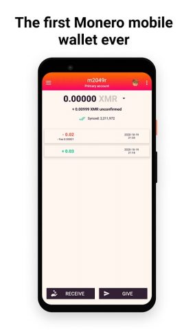 Monerujo — Monero Wallet для Android — скриншот 1