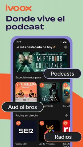 iVoox: Podcasts y Radios для Android — скриншот 1