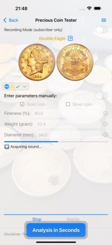 Precious Coin Tester для iOS — скриншот 5