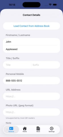 QR Code vCard для iOS — скриншот 2