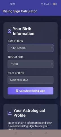 Rising Sign Calculator для Android — скриншот 2