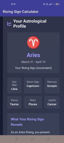 Rising Sign Calculator для Android — скриншот 3