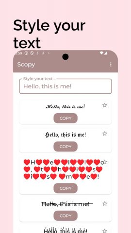 Scopy: Symbols, Fonts, Kaomoji для Android — скриншот 3