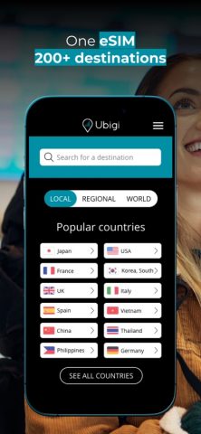 Ubigi: Travel eSIM mobile data для iOS — скриншот 1