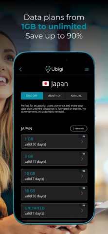 Ubigi: Travel eSIM mobile data для iOS — скриншот 2