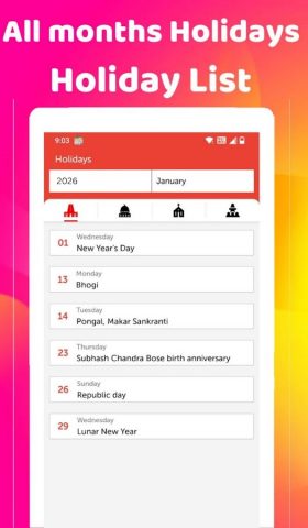 2026 Calendar для Android — скриншот 5