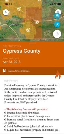Alberta Fire Bans для iOS — скриншот 3