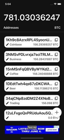 Bitcoin Address Tracker для iOS — скриншот 1
