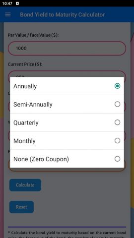Bond Calculator для Android — скриншот 3