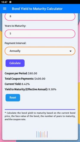 Bond Calculator для Android — скриншот 5