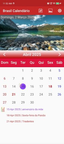 Brasil Calendário 2026 для Android — скриншот 3