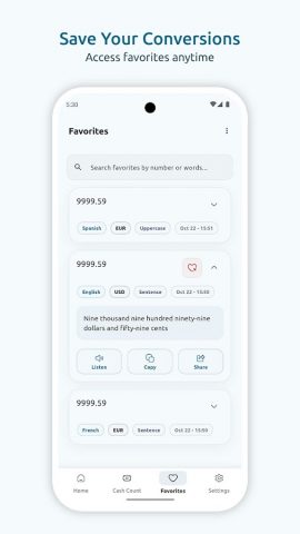 Числа в Слова и Наличные для Android — скриншот 3
