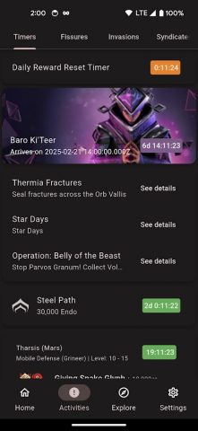 Cephalon Navis — Warframe hub для Android — скриншот 2