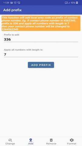 Contacts Prefix Fixer для Android — скриншот 2
