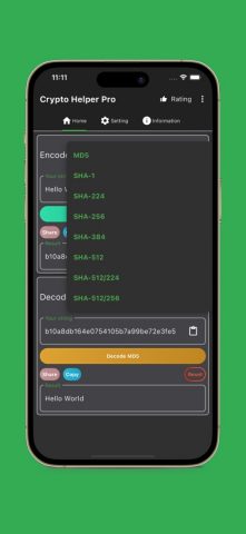 Crypto Helper — Hash MD5 SHA для iOS — скриншот 3