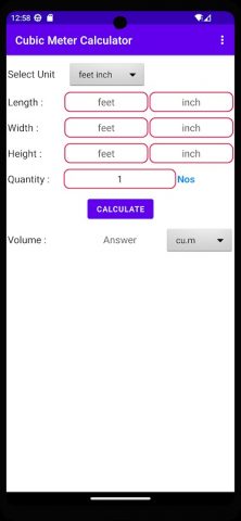 Cubic Meter Calculator для Android — скриншот 3