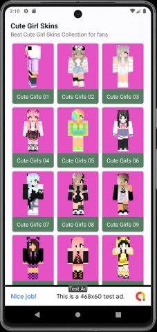 Cute Skins Girls for Minecraft для Android — скриншот 1