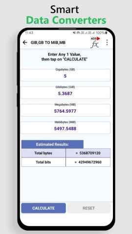 Data Converter: GB,MB,GiB,MiB для Android — скриншот 2