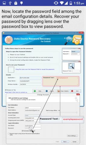 Email Password Recovery Help для Android — скриншот 2