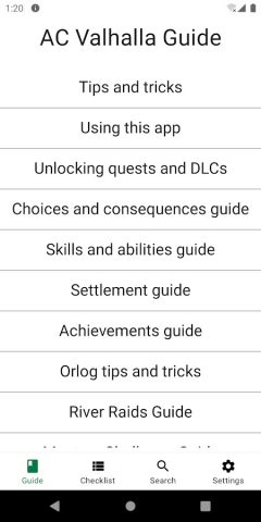 Guide, Checklist — AC Valhalla для Android — скриншот 1