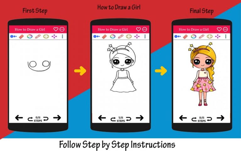 How to Draw Girl Step by Step для Android — скриншот 1