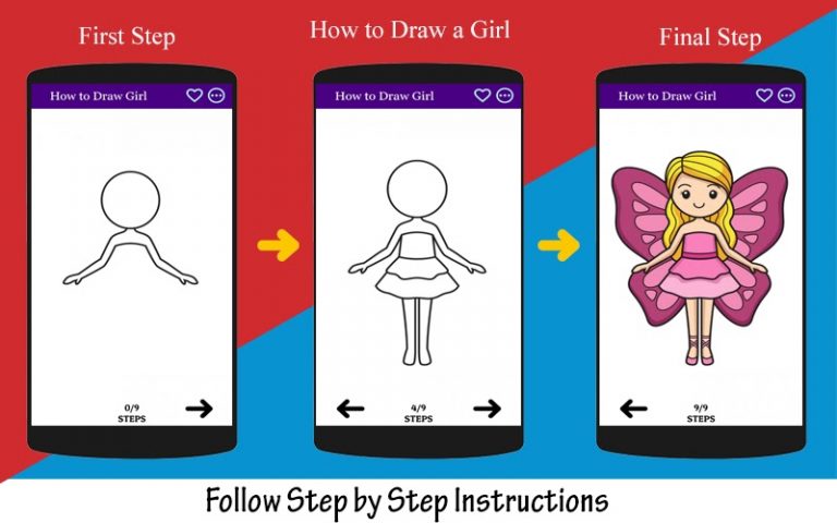 How to Draw Girl Step by Step для Android — скриншот 2