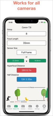 Hyperfocal Distance Calculator для iOS — скриншот 2