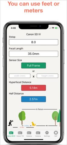 Hyperfocal Distance Calculator для iOS — скриншот 3
