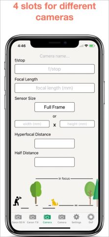 Hyperfocal Distance Calculator для iOS — скриншот 4