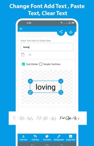 Конвертер текста в png для Android — скриншот 3