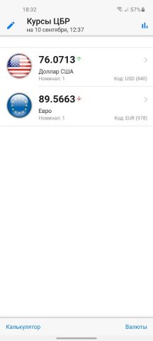 Курсы валют ЦБ России для Android — скриншот 1