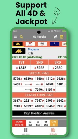 Live 4D Results & 4D Analysis для Android — скриншот 2