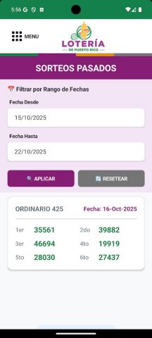 Lotería de Puerto Rico для Android — скриншот 2