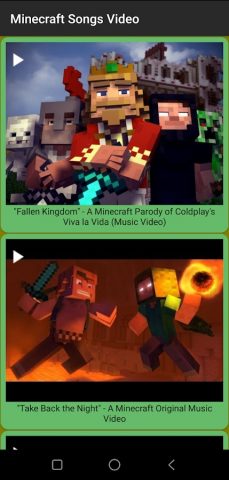 Minecraft songs videos для Android — скриншот 1