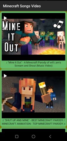 Minecraft songs videos для Android — скриншот 2