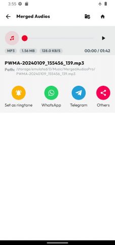 Объединить аудиофайлы для Android — скриншот 4