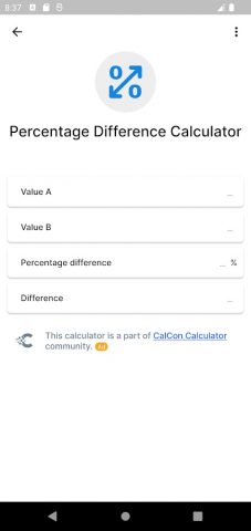 Percentage Difference для Android — скриншот 1