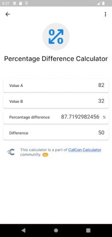 Percentage Difference для Android — скриншот 2