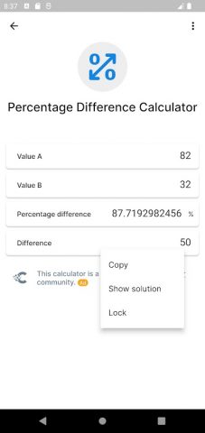 Percentage Difference для Android — скриншот 3