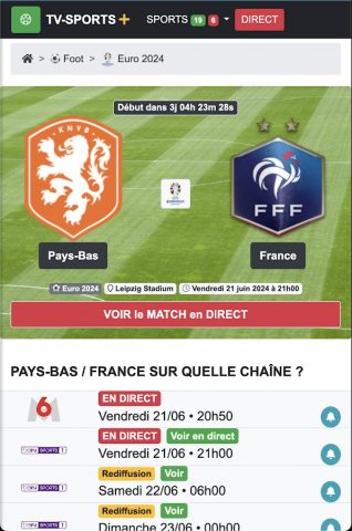 Programme TV Sport для Android — скриншот 1