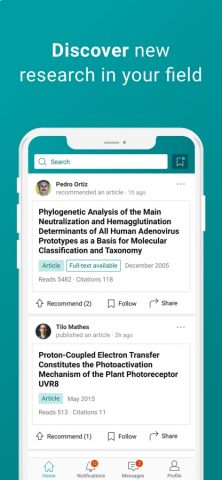 ResearchGate для iOS — скриншот 1