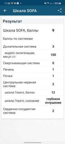 Шкала SOFA для Android — скриншот 5