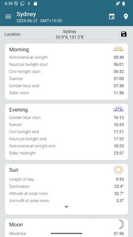 Sun Position: Sunrise & Sunset для Android — скриншот 3