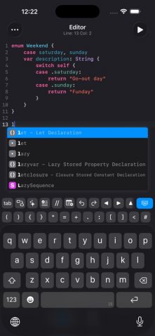 Swifty Compiler: Swift IDE для iOS — скриншот 1