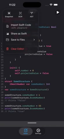 Swifty Compiler: Swift IDE для iOS — скриншот 3
