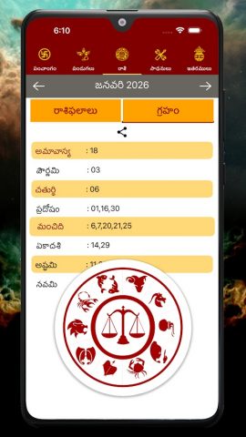 Telugu Calendar Panchangam App для Android — скриншот 4